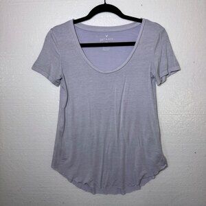 American Eagle XS Soft & Sexy Tee Top Curved Hem Scoop Neck Purple Short Sleeve